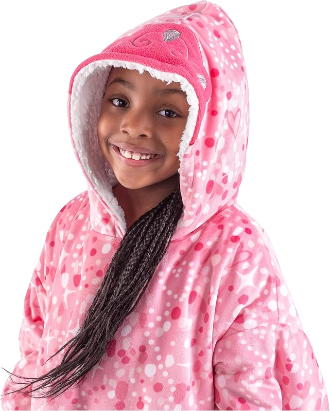 Bare Home Wearable Blanket Hoodie - Soft Plush Sherpa - Warm and Cozy - Oversized Wearable Blanket - Adult & Kid Sizes