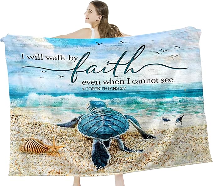 Jinflower Sea Turtle Throw Blanket - Super Warm Soft Cozy Plush Fleece Flannel Blanket for Kids & Adults - 50"x60"