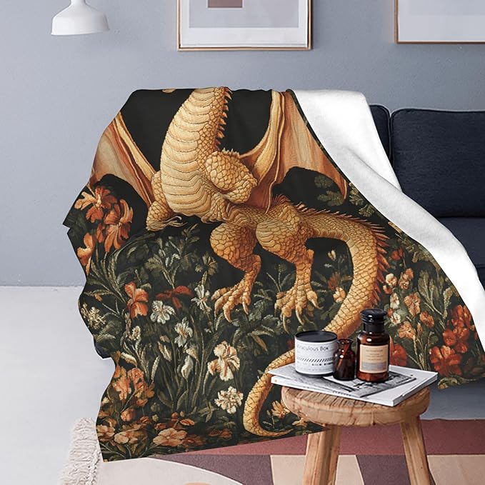 Dragon Throw Blanket Soft Warm Cozy Dragons Blankets Fuzzy Plush Fleece Dragon Blanket Gifts for Couch Bed Sofa Home Decor 40''X50''