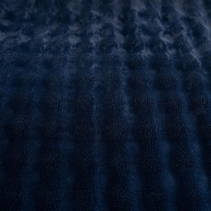 YUSOKI Luxury 3D Bubble Light Weighted Queen Blanket 4.7lb,All Ages,Home Decoration, (Navy,90 * 90inches)