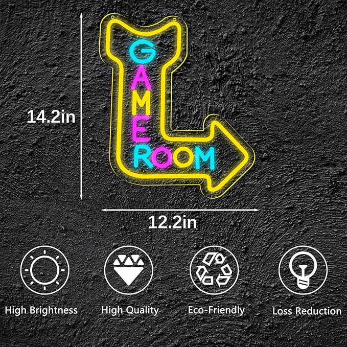 Game Room Neon Signs for Wall Decor，Led Neon Light for Man Cave, Gamer Party Decorations Gifts