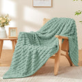 BEDELITE Updated Sage Green Throw Blanket for Couch and Bed- Super Soft and Warm 3D Checkered Fluffy Fuzzy Fleece Blanket, Luxurious Plush Cozy Blanket for Room Decor Spring, 50x60 inches
