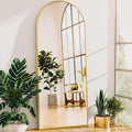 Antok Full Length Floor Mirror Arched Standing Mirror with Aluminum Frame - Freestanding Wall Mount Leaning Body Mirror for Bedroom Living Room Entryway, 64" L x 21" W, Gold