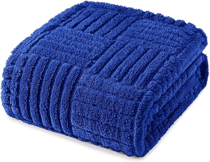 Whale Flotilla Lightweight Fleece Throw Blanket for Couch, Fuzzy Soft Blankets with Decorative Jacquard Pattern for All Season, Warm and Fluffy, 50x60 Inch, Blue