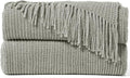 inhand Throw Blanket for Couch Bed,Chunky Chenille Woven Soft Blankets with Tassels,Cozy Boho Farmhouse Fall Winter Decor,Warm for Women,50"x60",Medium Thick-Light Grey
