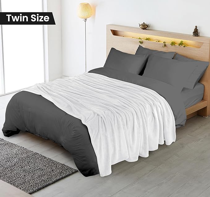 Utopia Bedding White Fleece Blanket Twin Size Lightweight Fuzzy Soft Anti-Static Microfiber Bed Blanket (60x80 Inch)