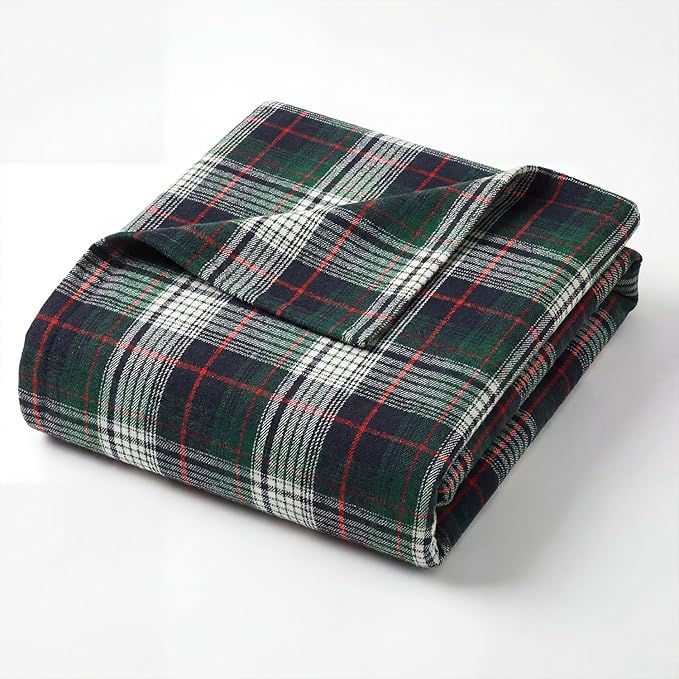 Horaldaily Dark Blue Green Farmhouse Plaid Decorative Blanket Throw, Spring Summer Rustic Soft Lightweight Blanket for Couch Sofa Bed Lounging Decoration, Ideal Gifts for Kids Adults Self, 60x80