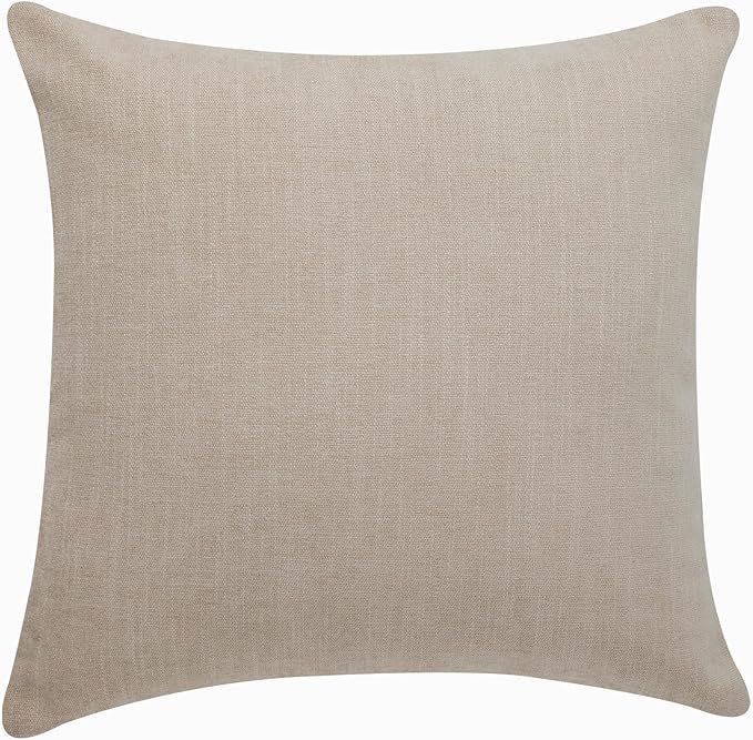 BOYSUM Set of 2 Leather Throw Pillow Covers Cotton Linen Decor Patchwork Pillow Cover Faux Leather Pillows Cover for Couch Sofa Living Room Bedroom,Beige 18"x18"
