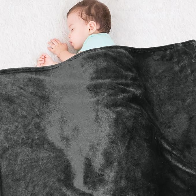 Lukeight Baby Blanket Fleece Toddler Blankets for Boys and Girls, Soft Cozy Fluffy Small Baby Newborn Blankets for Crib, Stroller, Travel and Bed (Grey, 30x40 Inches)