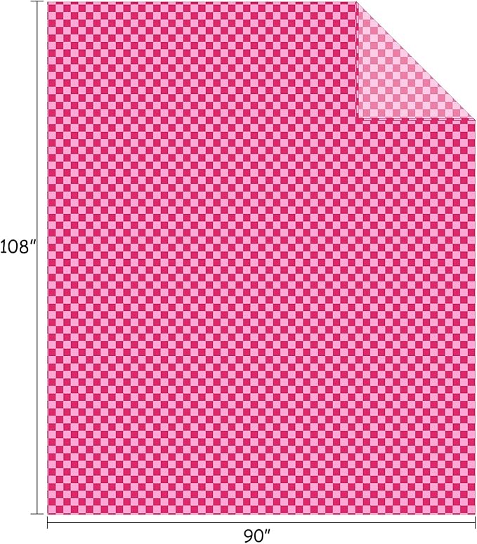 FY FIBER HOUSE Checkered Flannel Fleece Throw Blanket King Size Soft Cozy Checkerboard Grid Print Chessboard Pattern Blankets for Bed Couch Sofa, 90"x108", Hot Pink