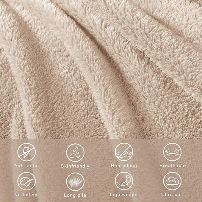 Exclusivo Mezcla Twin Size Blanket for Bed, Super Soft Velvet Plush Fleece Blankets, Fuzzy Cozy and Warm for Winter, 60x80 Inches, Camel