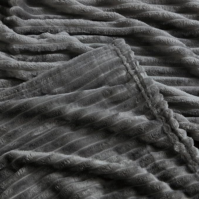 Nestl Grey Blanket King Size for Bed - Cozy Warm Fuzzy Blankets for Women, Plush Large Fleece Throws for Girls - Gray, 108 x 90 Inches