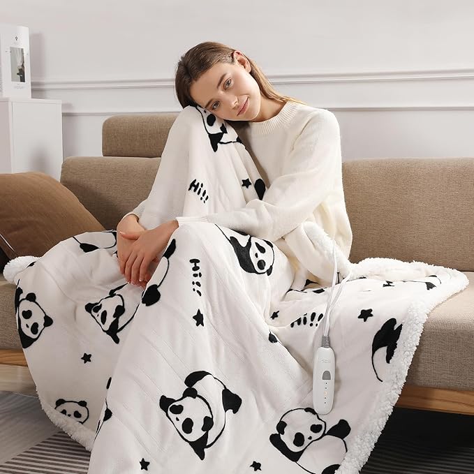 Electric Blanket Twin Cute Heated Blanket Twin Size 62 X 84inches, Ultra Soft Sherpa Heating Blanket with 5 Heating Levels & 10 Hrs Auto-Off, Overheat Protection, Great Birthday Gift
