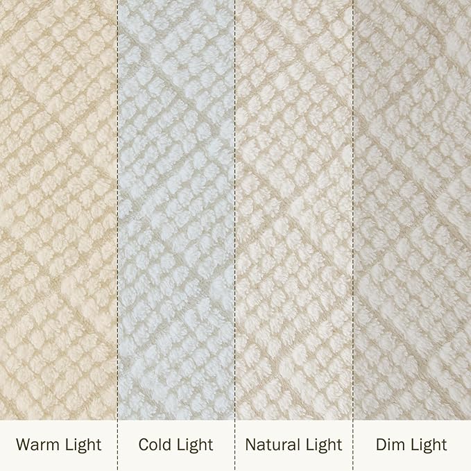 EMME Fleece Blanket, 3D Jacquard Throw Blanket for Couch and Bed, Soft Cozy and Fluffy Blankets Lightweight Luxury Flannel with Waffle Design (Ivory, 60" x 80")