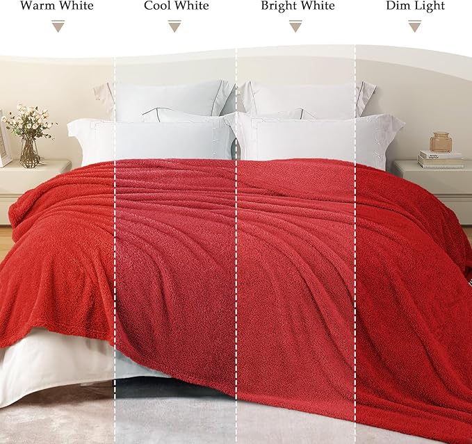 Exclusivo Mezcla Fleece Red Throw Blanket for Couch Sofa, Ultra Soft, Lightweight and Fluffy Blankets for Women, All Season, 50x60 Inches