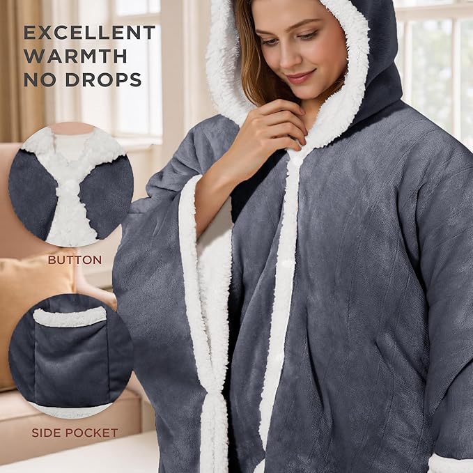 Heated Blanket Throw - Wearable Electric Blanket with 6 Heat Levels & 9 Hours Auto Off,Gifts for Women,Home Office Use,Machine Washable,50"x60"(Gray)