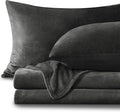 BEDELITE Flannel Sheets Queen Size Dark Grey - Super Soft Fleece Sheets Set Fluffy Extra Plush, 4 Piece(Include Fitted Sheet, Flat Sheet, 2 Pillowcases)