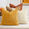MIULEE Fall Soft Corduroy Throw Pillow Covers Set of 4 Camel 18x18 Inch Modern Farmhouse Boho Decorative Accent Cushion Covers for Couch Sofa Bedroom