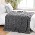 Grey Fleece Throw Blanket 60”×80” for Couch Sofa Bed,Super Soft Cozy Plush Microfiber Flannel Blanket with 3D Checkered Design Lightweight for Adults,Woman,Girls