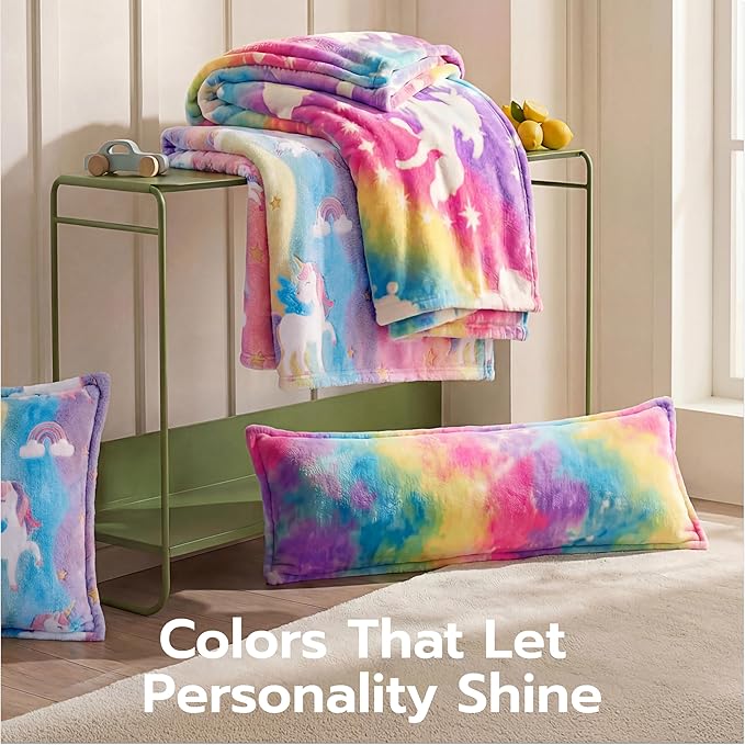 Joiedomi Glow in The Dark Blanket Unicorn Toys for Girls Age 2 3 4 5 6 7 8 9 10 11 12 Year Old Girl Gifts, Soft Cozy Flannel Kids Throw Blanket, Birthday Bedroom Decor 40"×60"