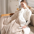 Twin Electric Blanket 62"x84" Heating Blanket Twin, Wheat Pattern Ultra-Soft Flannel & Thick Sherpa with 5 Heat Settings & 10 Hour Auto Shut-Off, ETL & FCC Certified, Machine Washable Home Use, Beige