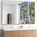 KOCUUY Silver Bathroom Mirror, 60"x40" Large Rectangle Bathroom Mirror for Wall, HD Tempered Glass, Anti-Rust Brushed Silver Frame, Modern Design for Bathroom, Bedroom, Hang Horizontal/Vertical