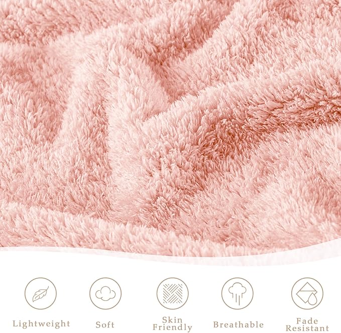 Exclusivo Mezcla Fleece Twin Size Bed Blanket, Ultra Soft, Lightweight and Fuzzy Light Pink Blanket for Women, Home Decor, 60x80 Inches