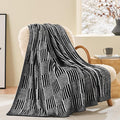 Snuggle Sac Black Faux Fur Checkered Blanket Twin Size with Soft Knitted Microfiber,Reversible Soft Cozy Warm Blanket for Sofa Bed,Lightweight Striped Blankets for Women,Heather Black,60x80 inches