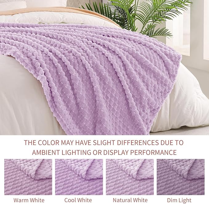 Exclusivo Mezcla Fleece Queen Blanket for Bed, Extra Large Fuzzy Lilac Purple Bed Blankets, Soft Cozy Plush Sofa Throws for All Seasons, 90x90 Inches