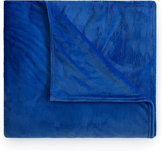 Fleece Blanket Full/Queen - 80x90 Inch Lightweight & Buttery-Soft Throw for Bed, Sofa, Camping | 300GSM Cloud-Touch Microfiber | Cozy Essentials for Travel & Movie Nights, (Blue)