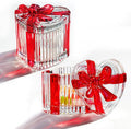kanpura 2 Pack Glass Heart Shaped Jewelry Box Candy Dish with Lid Ring Earring Trinket Storage Box Vintage Jewelry Organizer Decorative Jar Gifts for Women Girls(Red & Clear)