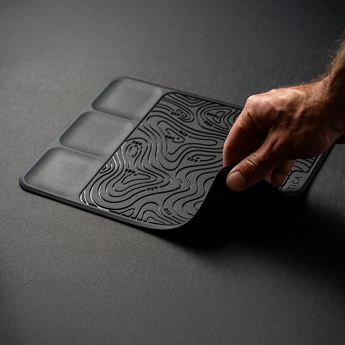 Tactica O.200 EDC Mat Catchall Tray, Durable TPU Valet Tray for Men, EDC Organizer for Earbuds Keys Wallet Phone, Desk and Bedside Table Organizer, Pocket Dump - 11in x 8.5in