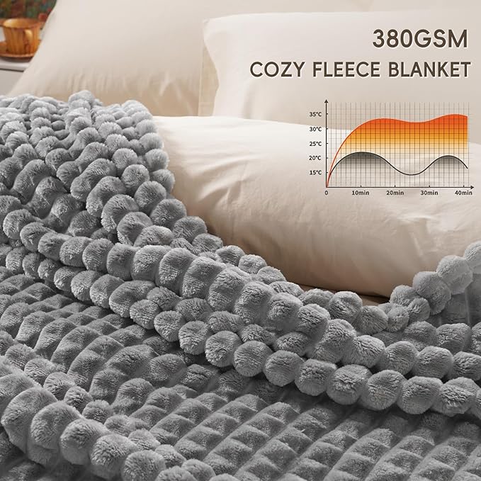 PHF Luxury Soft Fleece Blanket Twin Size, No Shed No Pilling, 380GSM Fluffy Cozy Throw Blankets for Bed, 66"x90", Lightweight Warm Bedding for Home Decor, Ideal Gift for Women, Sharkskin