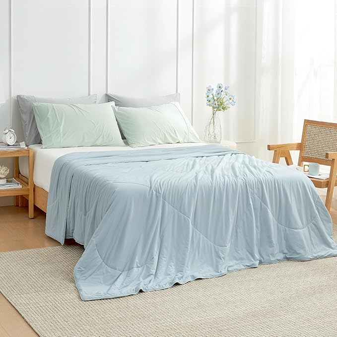 Cozy Bliss Cooling Comforter King XL Size, Cooling Blankets for Hot Sleepers and Night Sweats, Blue Summer Comforter for King XL Bed, Breathable Soft Lightweight Silk Smooth