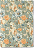 Lamb and Flower Fleece Blanket - 60x80in Cute Sheep Floral Retro Throw Blankets,Soft Cozy Lightweight, Ideal for Living Room Home Rustic Decor and Kids Boys Girls Spring Gifts