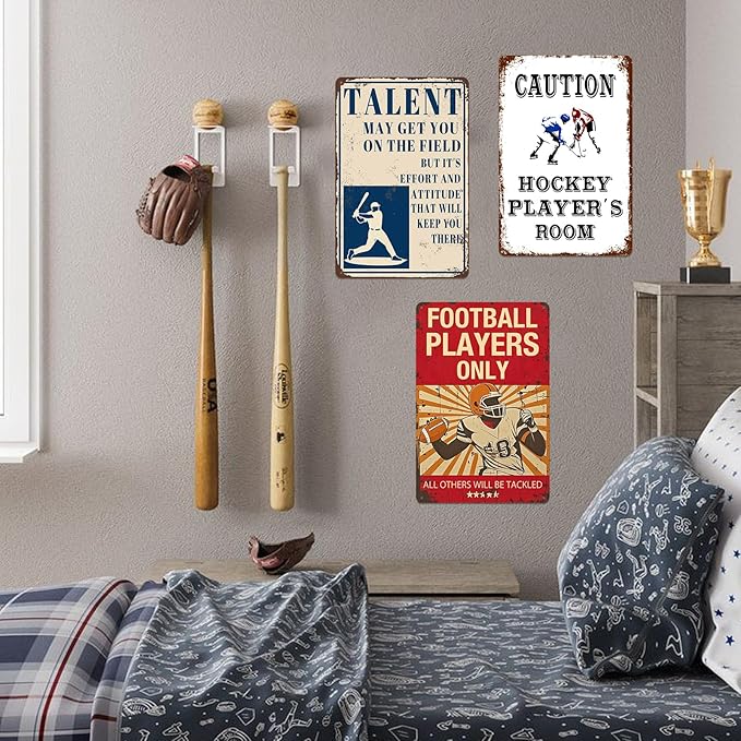 Baseball Wall Art Decor For Boys Room Baseball Posters Metal Tin Sign Poster Of Famous Quotes Vintage Sports Motivational Wall Decor Gifts For Boys 8-12 motivational Quotes Signs 8x12 In