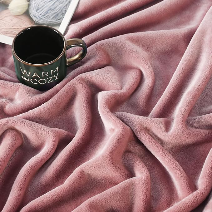 TASTHROW Pink Throw Blanket 60x80 Inches, Soft Plush Cozy Fleece Flannel Throw Blanket, Lightweight Warm Throws for Bed, Couch, Bedroom and Living Room, All Seasons