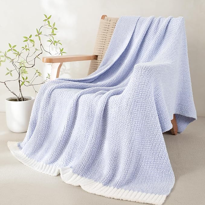 Whale Flotilla Knit Throw Blanket, Ultra Soft Warm Reversible Cozy Decorative Blankets for Couch Sofa and Bed, 50x60 Inch, Lavender