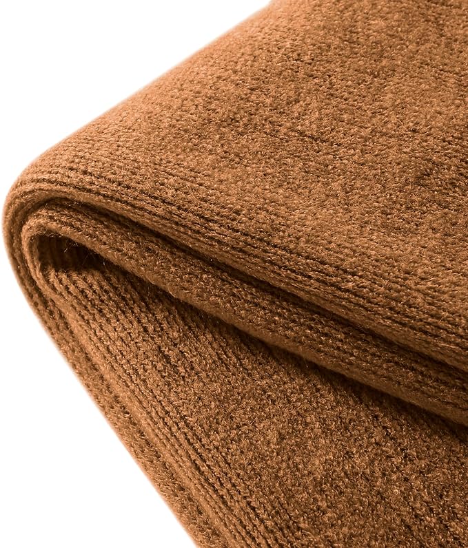 Homiest Decorative Knitted Throw Blanket with Fringe, Lightweight Acrylic Knit Blanket, Soft & Cozy Tassel Throw for Couch Sofa Bed (Camel Brown, 50 x 60 Inch)