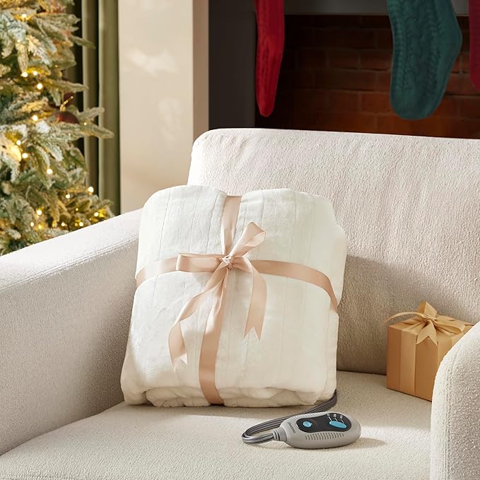 Beautyrest Heated Blanket, Electric Blanket, Soft, Warm, Reversible Plush - Sherpa Heating Blanket with 20 Heat Settings, 1-10 hrs Timer Auto Shut Off, Machine Washable, Twin (84 inx62 in), Ivory
