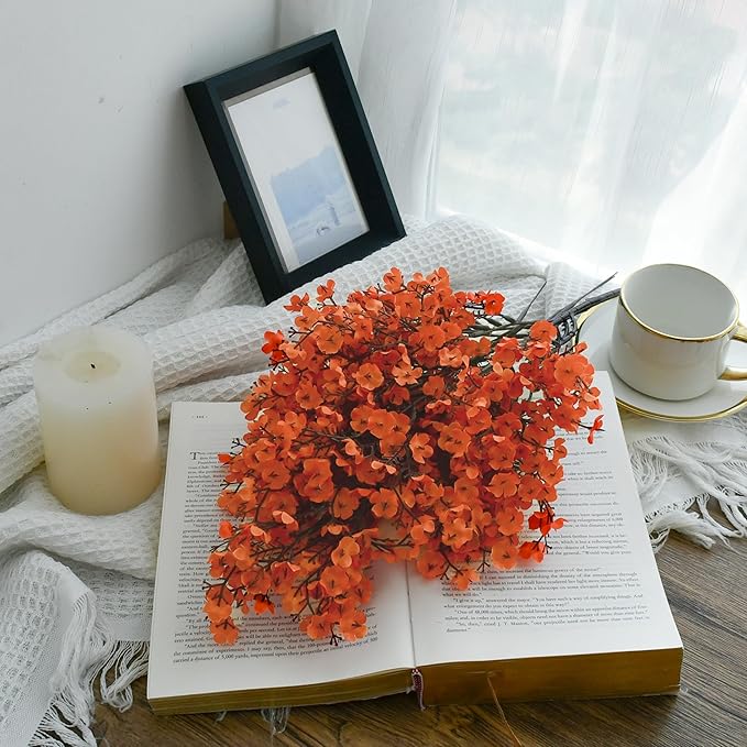 Mandy's Coral Artificial Baby’s Breath Flowers 6 Bundles Silk Gypsophila, 18.5 Inch European Style Modern Home Decor Centerpiece, Neutral Wedding Flower Arrangements