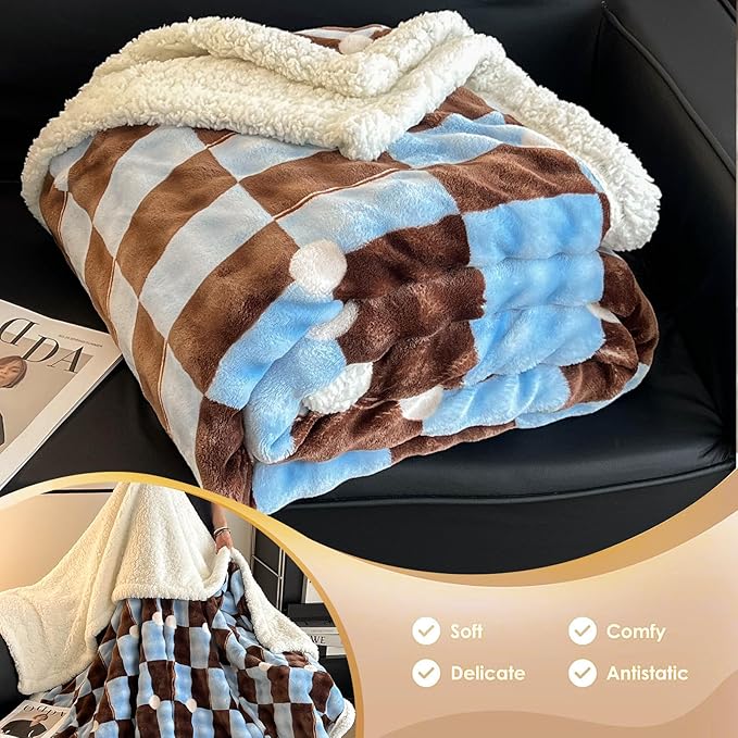 Twin Size Fleece Blanket for Bed - Soft Cozy Fuzzy Blankets,Soft Warm Thick Throw for Couch - Stylish Winter Home Decor,Christmas Birthday Gift for Women Her 45"x60"