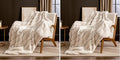 Cozy Bliss Faux Fur Throw Blanket for Couch, Cozy Soft Plush Thick Winter Blanket for Sofa Bedroom Living Room, 50 * 60 Inches Beige (Pack of 2)