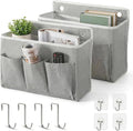 2-Pack Wall Hanging Storage Bag, Over the Door Organizer with Large Mesh Pockets, Hanging Wall Basket Storage for Pantry, Bedroom, Bathroom, Heavy Duty Wall Mounted Storage for Dorm,Closet (Grey)
