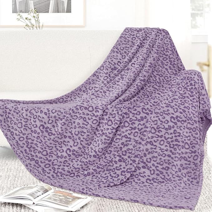 Twin Size Blankets for Bed - Lightweight Purple Blanket Throw for Women, Soft Fuzzy Lavender Fleece Bedding for Home Bedroom Dorm Decor 60"x80"
