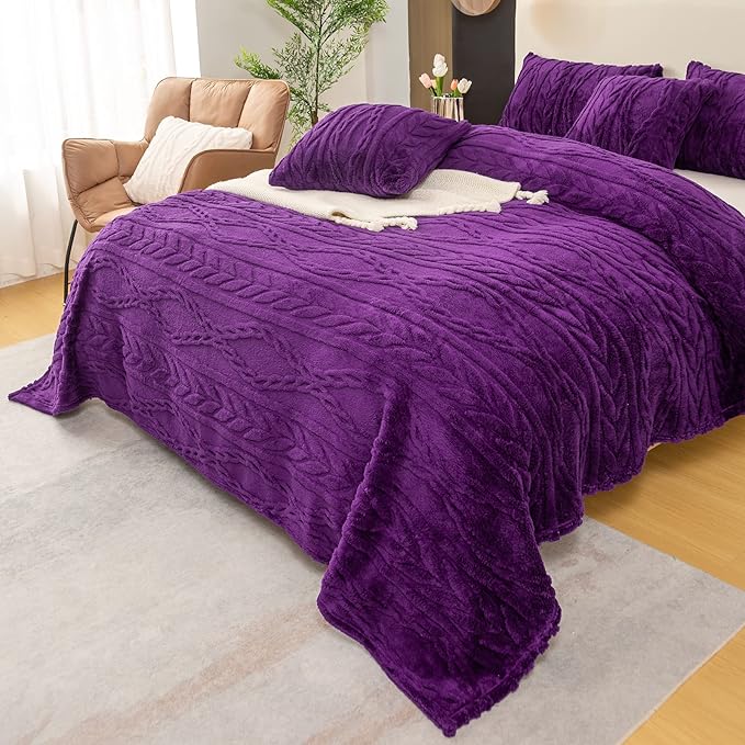 YUSOKI Twin XL Blanket Single Layer,Weight(3.1lb),370GMS-3D Stylish Design for Gift Home Decor (Purple,65"x90")