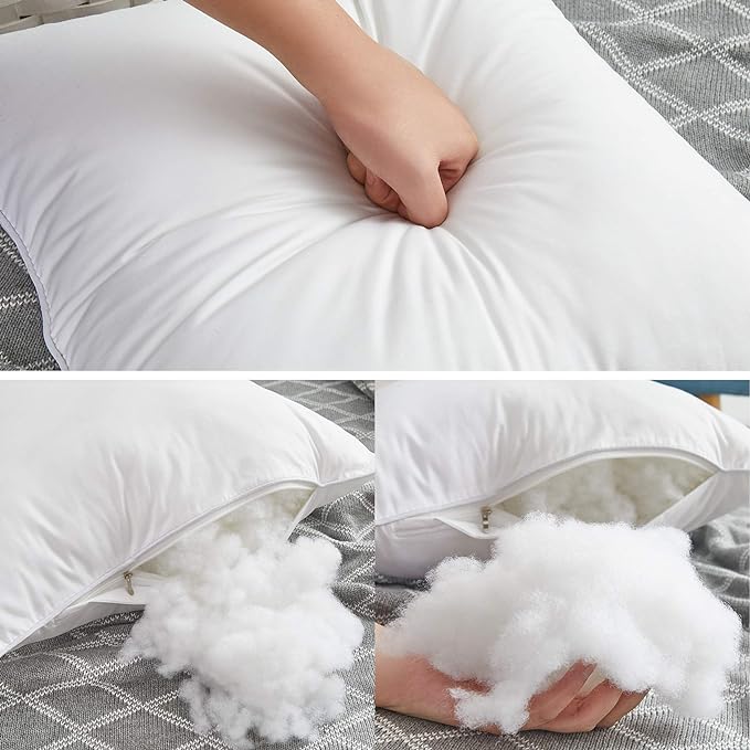 Oubonun 16 x 16 Throw Pillow Inserts Set of 2-100% Cotton Cover - White Couch Bed Decorative Pillow Pair