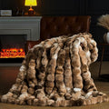 Faux Fur Throw Blanket for Couch, Fluffy Fuzzy Plush Bubble Blanket, Soft Warm Cozy Shaggy Rabbit Blanket, Luxury Decorative Gifts for Sofa Bedroom Living Room, 108x90inch (Tie-Dye-Brown)