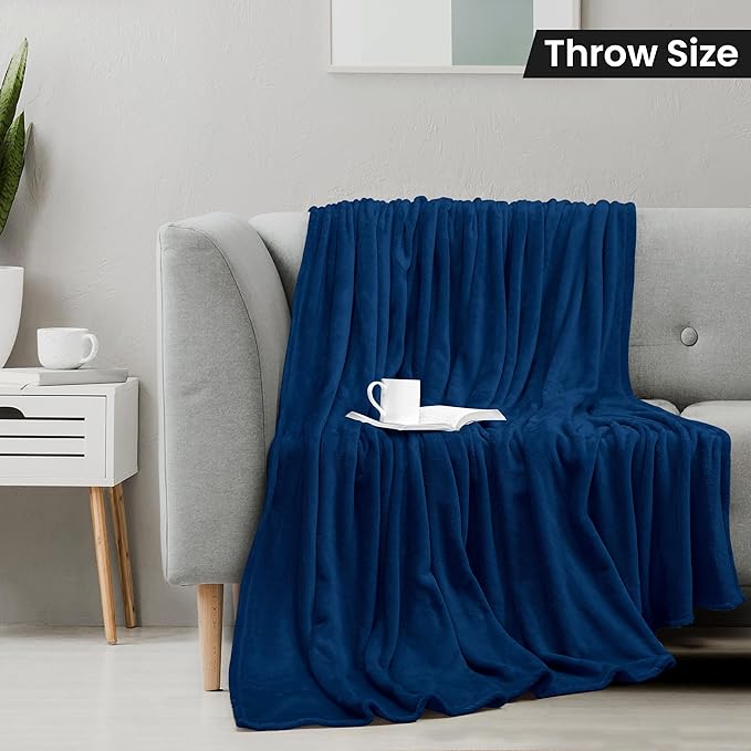 Utopia Bedding Navy Fleece Blanket Throw Size Lightweight Fuzzy Soft Anti-Static Microfiber Bed Blanket (60x50 Inch)