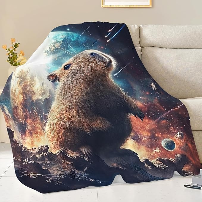 Capybara Blanket for Girls Women Boys Men Adults Kids Soft Cozy Fleece Galaxy Starry Universe Throw Blankets Gifts Warm Flannel Plush Lightweight Decor for Couch Bed Sofa 60"X50"